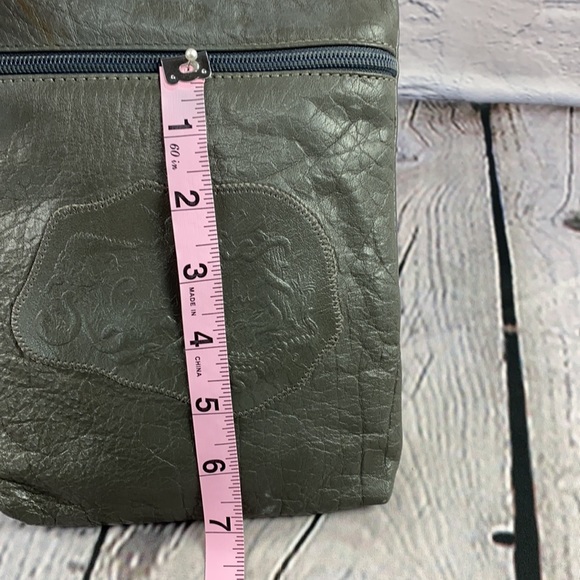 VINTAGE 70’s CARLOS FALCHI Gray Leather Crossbody Bag - Picture 9 of 17